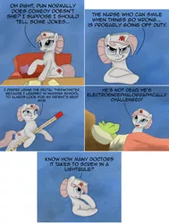 Size: 1604x2120 | Tagged: safe, artist:hewison, derpibooru import, nurse redheart, oc, pony, ask pun, ask, pun, thermometer