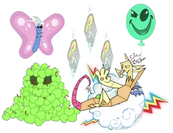 Size: 3300x2550 | Tagged: apple, artist:tourniquetmuffin, balloon, butterfly, cloud, derpibooru import, discord, disguise, draconequus, elements of disharmony, food, keepers of the grove of truth, lying on a cloud, on a cloud, safe, simple background, stained glass, the return of harmony, transparent background, vector