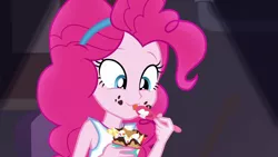 Size: 1920x1080 | Tagged: safe, derpibooru import, screencap, pinkie pie, equestria girls, equestria girls series, rarity investigates: the case of the bedazzled boot, cute, diapinkes, frozen yogurt, licking, rarity investigates (eqg): pinkie pie, solo, spoon, tongue out