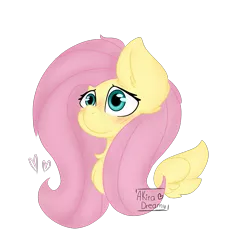 Size: 2015x2227 | Tagged: safe, artist:akira-dreamy, derpibooru import, fluttershy, pegasus, pony, blushing, bust, chest fluff, female, floating wings, mare, portrait, simple background, solo, three quarter view, transparent background