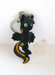 Size: 752x1024 | Tagged: safe, artist:king-franchesco, derpibooru import, oc, oc:dany, unofficial characters only, bat pony, pony, bat pony oc, bat wings, commission, cutie mark, female, hooves, irl, keychain, mare, photo, solo