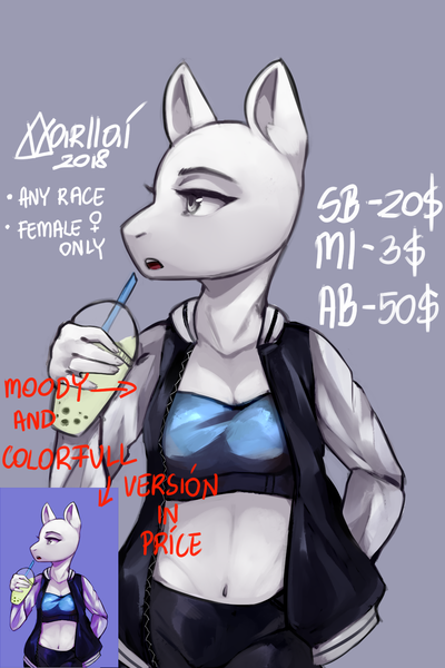 Size: 1000x1500 | Tagged: advertisement, anthro, any race, artist:varllai, commission, derpibooru import, moody, safe, solo, your character here