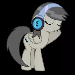 Size: 894x894 | Tagged: safe, artist:biel56789, derpibooru import, oc, oc:chip trip, unofficial characters only, pegasus, pony, black background, eyes closed, female, headphones, mare, simple background, solo