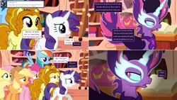 Size: 2564x1444 | Tagged: safe, artist:hakunohamikage, derpibooru import, adagio dazzle, applejack, fluttershy, pinkie pie, rainbow dash, rarity, twilight sparkle, twilight sparkle (alicorn), ponified, alicorn, pony, ask-princesssparkle, equestria girls, ask, equestria girls ponified, golden oaks library, midnight sparkle, possessed, tumblr