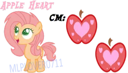 Size: 1024x589 | Tagged: safe, artist:mlplover0711, derpibooru import, oc, oc:apple heart, unofficial characters only, earth pony, pony, base used, colored pupils, female, filly, offspring, parent:big macintosh, parent:fluttershy, parents:fluttermac, simple background, solo, transparent background, watermark