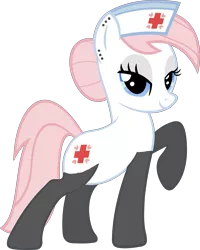 Size: 4794x6000 | Tagged: safe, artist:icey-wicey-1517, artist:slb94, derpibooru import, edit, nurse redheart, earth pony, pony, absurd resolution, bedroom eyes, clothes, ear piercing, earring, female, jewelry, looking at you, mare, nurse, nylon, old cutie mark, piercing, pose, raised hoof, rarity pose, simple background, socks, solo, stockings, thigh highs, transparent background