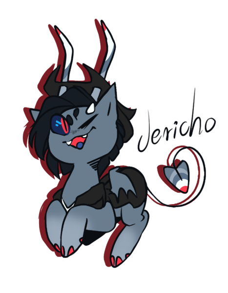 Size: 700x900 | Tagged: safe, artist:queenofvipers, derpibooru import, oc, oc:jericho, unofficial characters only, alicorn, bat pony, bat pony alicorn, demon, demon pony, pony, alicorn oc, clothes, cowboy hat, fangs, hat, jacket, male, simple background, solo, stallion, transparent background