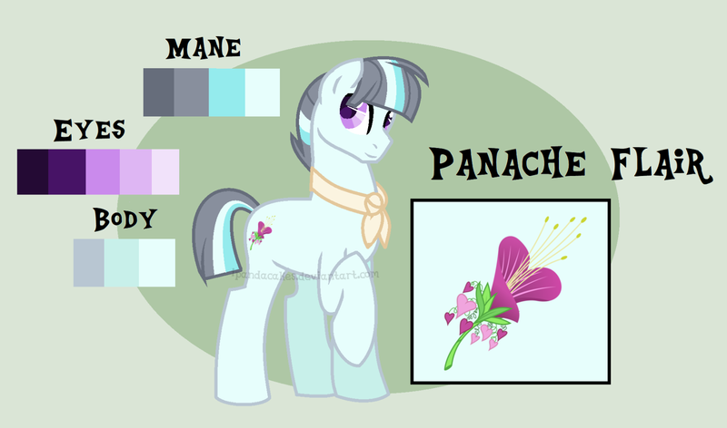 Size: 1639x966 | Tagged: safe, artist:ipandacakes, derpibooru import, oc, oc:panache flair, earth pony, pony, male, offspring, parent:coco pommel, parent:silver shill, parents:silverpommel, reference sheet, solo