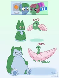 Size: 1500x2000 | Tagged: altaria, artist:phallen1, atg 2018, cloud, cutie mark background, derpibooru import, female, glasses, male, munchlax, newbie artist training grounds, oc, oc:software patch, oc:windcatcher, pokefied, pokémon, pokemonification, pokémon red and blue, pokémon ruby and sapphire, safe, simple background, snorlax, species swap, swablu, unofficial characters only