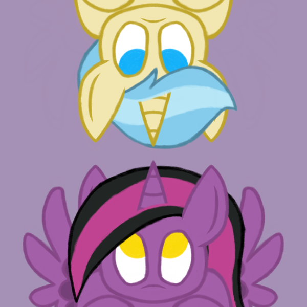 Size: 1080x1080 | Tagged: safe, artist:showtimeandcoal, derpibooru import, oc, oc:blank slate, oc:showtime, unofficial characters only, alicorn, unicorn, chibi, colt, couple, cute, duo, female, filly, icon, love, male, mare, present, purple background, simple background, stallion