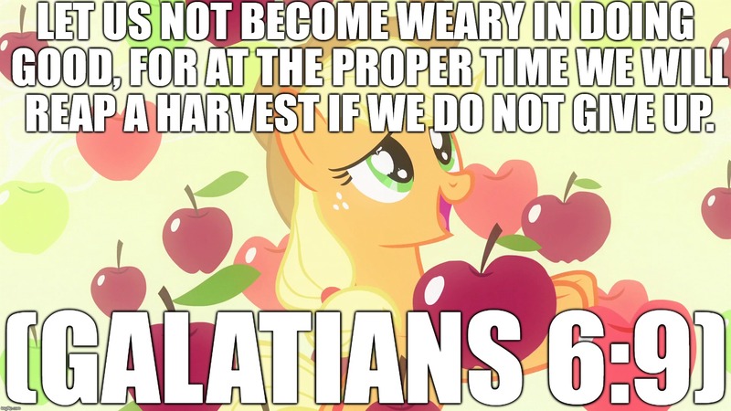 Size: 1920x1080 | Tagged: apple, applejack, bats!, bible, bible verse, christianity, derpibooru import, edit, edited screencap, editor:useraccount, food, galatians, image macro, meme, religion, safe, screencap, solo, text