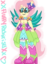 Size: 1024x1229 | Tagged: safe, artist:xxfluffypachirisuxx, derpibooru import, fluttershy, equestria girls, legend of everfree, crystal guardian, crystal wings, ponied up, simple background, solo, transparent background