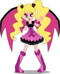 Size: 4550x5571 | Tagged: safe, artist:ambassad0r, derpibooru import, oc, oc:princess dark matter, equestria girls, absurd resolution, clothes, commission, cure peach, dress, fresh precure, open mouth, simple background, solo, transparent background, vector, wings