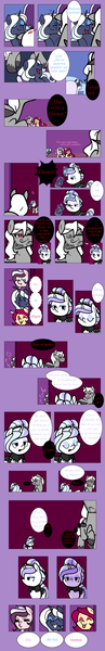 Size: 600x3700 | Tagged: safe, artist:yokokinawa, derpibooru import, oc, oc:dracula, oc:eleonor, oc:melody diamond, oc:soft petal, oc:violet quill, unofficial characters only, bat pony, unicorn, april fools, april fools joke, bat pony oc, clothes, comic, dia de los tontos, dracula, female, maid, mare, polyamory, smiling, spanish, thought bubble