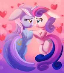 Size: 2000x2302 | Tagged: safe, artist:discorded, derpibooru import, bon bon, lyra heartstrings, sweetie drops, earth pony, pony, unicorn, female, lesbian, looking at each other, lyrabon, shipping, smiling