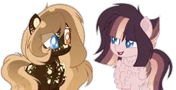 Size: 900x463 | Tagged: safe, artist:owl-clockwork, derpibooru import, oc, oc:rose star, oc:time keeper, unofficial characters only, earth pony, pegasus, pony, base used, chest fluff, coat markings, colored pupils, duo, female, heterochromia, mare, offspring, outline, parent:derpy hooves, parent:doctor whooves, parent:flash sentry, parent:twilight sparkle, parents:doctorderpy, parents:flashlight, simple background, transparent background