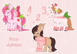 Size: 1600x1127 | Tagged: safe, artist:najti, artist:scaevitas, derpibooru import, oc, ponified, food pony, original species, pegasus, pony, unicorn, adoptable, auction, base used, clothes, coffee, cute, eyes closed, food, open eyes, smoothie, strawberry, sweater, tongue out