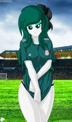 Size: 1488x2504 | Tagged: suggestive, artist:aboimages03, derpibooru import, oc, oc:conalep, equestria girls, breasts, mexico, soccer field