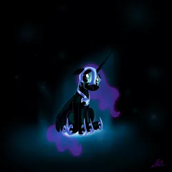 Size: 3000x3000 | Tagged: safe, artist:zoarvek, derpibooru import, nightmare moon, alicorn, pony, atg 2018, female, helmet, mare, newbie artist training grounds, sad, solo