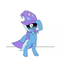 Size: 3000x3000 | Tagged: artist:silver dash, atg 2018, bipedal, cape, clothes, derpibooru import, hat, newbie artist training grounds, safe, simple background, smiling, standing, trixie, white background