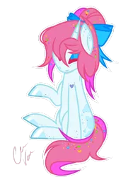 Size: 1024x1365 | Tagged: safe, artist:chococakebabe, derpibooru import, oc, oc:bubble twist, pony, unicorn, bow, female, hair bow, mare, simple background, solo, transparent background