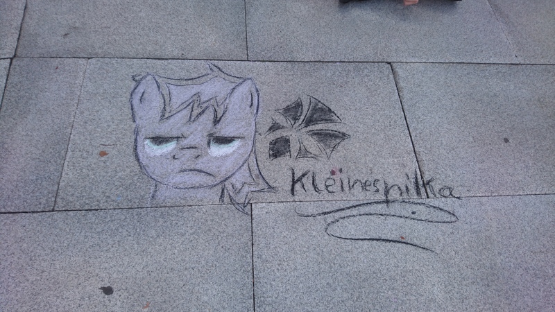 Size: 5984x3366 | Tagged: artist:kleinespika, chalk, chalk drawing, derpibooru import, galacon, galacon 2018, oc, oc:blizzard, safe, traditional art