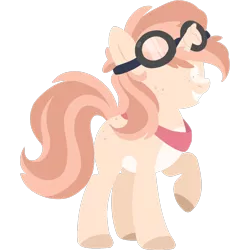 Size: 2048x2048 | Tagged: safe, artist:cinnamontee, derpibooru import, oc, oc:rusty gears, pony, unicorn, female, glasses, goggles, grin, high res, hooves, horn, lineless, mare, minimalist, modern art, raised hoof, simple background, smiling, solo, transparent background