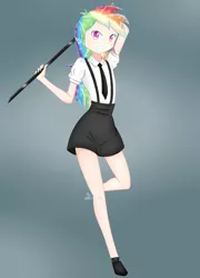 Size: 1600x2222 | Tagged: artist:zoxriver503, derpibooru import, female, houseki no kuni, human, humanized, land of the lustrous, rainbow dash, safe, solo