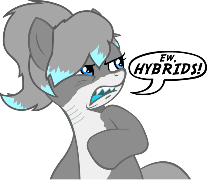 Size: 2697x2374 | Tagged: artist:needthistool, derpibooru import, ew gay, female, high res, hypocritical humor, irony, mare, meme, oc, oc:lacera viscera, original species, safe, shark pony, simple background, solo, transparent background, unofficial characters only, vector