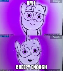 Size: 500x562 | Tagged: alicorn, animatic, creepy, derpibooru import, edit, purple, safe, solo, treelight sparkle, tree of harmony, what lies beneath, wide eyes