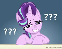 Size: 5117x4057 | Tagged: safe, artist:jhayarr23, derpibooru import, starlight glimmer, pony, unicorn, marks for effort, absurd resolution, confused, confused nick young, female, grin, lidded eyes, mare, meme, ponified meme, question mark, reaction image, smiling, solo, text
