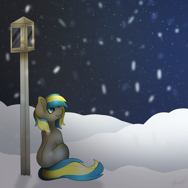 Size: 3600x3600 | Tagged: safe, artist:melonzy, derpibooru import, oc, oc:fizzygreen, unofficial characters only, pony, unicorn, back, blue, blue eyes, cold, dark, equine, fire, gray, gray coat, happy, lantern, looking at the sky, looking up, male, night, night sky, nudity, outdoors, plot, sitting, sky, smiling, snow, snowfall, solo, stallion, stars, white, yellow