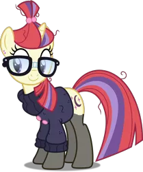 Size: 4172x5000 | Tagged: safe, artist:dashiesparkle, artist:icey-wicey-1517, derpibooru import, edit, moondancer, pony, unicorn, absurd resolution, clothes, cute, dancerbetes, ear piercing, earring, female, glasses, jewelry, mare, messy mane, nylon, piercing, simple background, socks, solo, stockings, sweater, thigh highs, transparent background