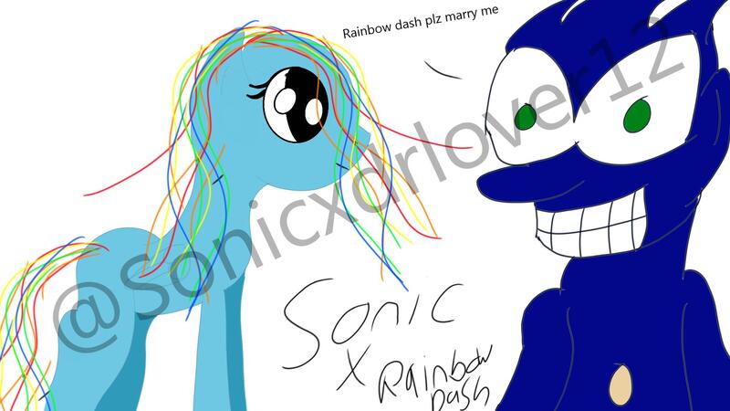 Size: 1920x1080 | Tagged: 1000 hours in ms paint, artist:sonicxdrlover12, crossover, derpibooru import, downvote bait, female, interspecies, male, obtrusive watermark, rainbow dash, safe, shipping, sonicdash, sonic the hedgehog, sonic the hedgehog (series), straight, watermark