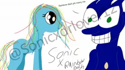 Size: 1920x1080 | Tagged: 1000 hours in ms paint, artist:sonicxdrlover12, crossover, derpibooru import, downvote bait, female, interspecies, male, obtrusive watermark, rainbow dash, safe, shipping, sonicdash, sonic the hedgehog, sonic the hedgehog (series), straight, watermark