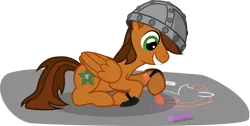Size: 1486x749 | Tagged: safe, artist:malte279, derpibooru import, oc, oc:leafhelm, unofficial characters only, pegasus, pony, chalk, chalk drawing, helm, helmet, simple background, solo, transparent background, vector