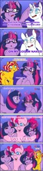 Size: 442x1744 | Tagged: safe, artist:nichroniclesvsart, derpibooru import, pinkie pie, rarity, sci-twi, sunset shimmer, twilight sparkle, twilight sparkle (alicorn), alicorn, series:princess sciset, equestria girls, alternate hairstyle, female, lesbian, recording, scitwilicorn, scitwishimmer, shipping, sunsetsparkle, twolight