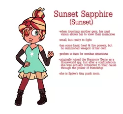 Size: 1386x1281 | Tagged: alternate hairstyle, alternate universe, artist:flipwix, crossover, derpibooru import, gem, gemsona, human, humanized, safe, solo, species swap, steven universe, style emulation, sunset shimmer