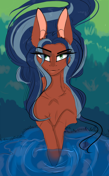 Size: 2618x4238 | Tagged: safe, artist:charlotteartz, derpibooru import, oc, oc:oceane, earth pony, pony, female, mare, solo, water