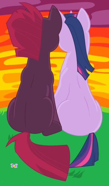 Size: 964x1636 | Tagged: artist:ksiezniczkaluny, derpibooru import, female, lesbian, safe, shipping, tempestlight, tempest shadow, twilight sparkle