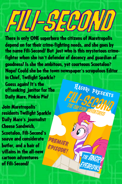 Size: 400x600 | Tagged: advertising, artist:ianpony98, derpibooru import, fili-second, pinkie pie, power ponies, safe, series:fili-second the cartoon adventures, superhero, veggietales