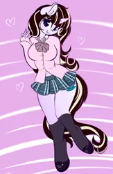 Size: 3072x4719 | Tagged: suggestive, artist:wickedsilly, derpibooru import, oc, oc:starfishkitty, unofficial characters only, anthro, unguligrade anthro, unicorn, anthro oc, breasts, clothes, commission, cute, female, mare, mary janes, miniskirt, moe, plaid skirt, pleated skirt, school uniform, shoes, skirt, smiling, socks, solo, solo female