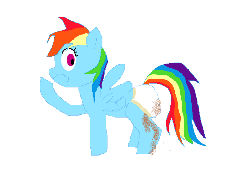 Size: 991x735 | Tagged: 1000 hours in ms paint, artist:1438, derpibooru import, diaper, diaper fetish, fetish, leaky diaper, messy diaper, ms paint, poop, poopy diaper, questionable, rainbow dash, scat, simple background, solo