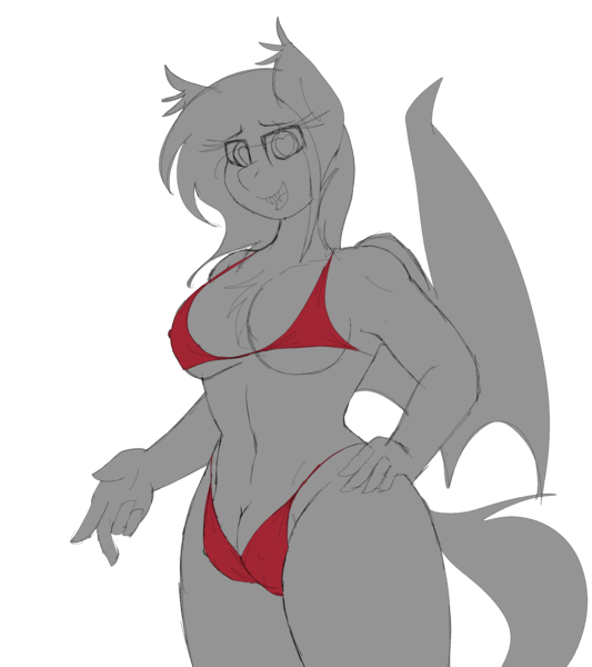 Size: 2500x2812 | Tagged: questionable, artist:codras, derpibooru import, oc, oc:panne, unofficial characters only, anthro, bat pony, bat pony oc, bikini, bra, breasts, clothes, crotchboobikini, crotchboobs, crotchboobs on anthro, crotchboobs plus chestboobs, crotchbra, erect nipples, female, image, looking at you, looking down, looking down at you, multiboob, nipple outline, nudity, png, red bikini, simple background, solo, swimsuit, transparent background, underwear, wingding eyes