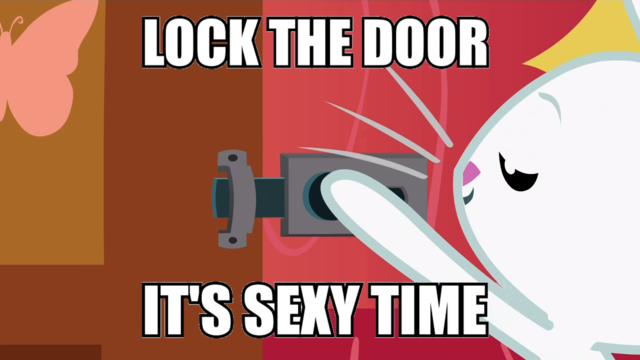 Size: 640x360 | Tagged: angel bunny, derpibooru import, door, door lock, edit, edited screencap, image macro, imminent sex, meme, screencap, sexy time, solo, suggestive