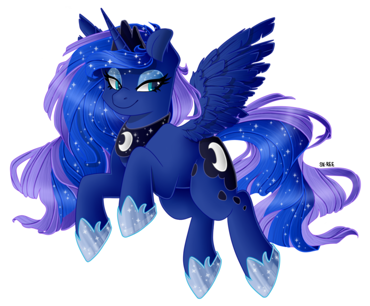 Size: 1024x848 | Tagged: safe, artist:sk-ree, derpibooru import, princess luna, alicorn, pony, female, mare, simple background, smiling, solo, transparent background