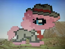 Size: 2048x1536 | Tagged: artist:theanimefanz, clothes, derpibooru import, hat, minecraft, minecraft pixel art, pinkie pie, pixel art, safe, suit