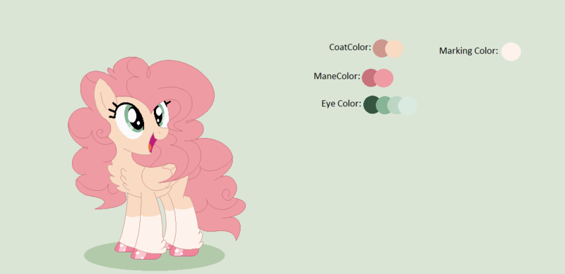 Size: 1090x530 | Tagged: safe, artist:roseloverofpastels, derpibooru import, oc, oc:cherry cheesecake, hybrid, pegasus, pony, female, magical lesbian spawn, mare, offspring, parent:pinkie pie, parent:princess skystar, parents:skypie, reference sheet, simple background, solo