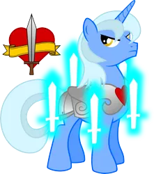 Size: 5000x5653 | Tagged: safe, artist:northernthestar, derpibooru import, oc, oc:valiant heart, pony, unicorn, absurd resolution, armor, magic, male, simple background, solo, stallion, sword, transparent background, weapon