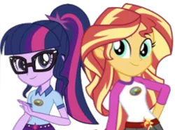 Size: 890x658 | Tagged: safe, artist:superbobiann, derpibooru import, editor:superbobiann, sci-twi, sunset shimmer, twilight sparkle, equestria girls, legend of everfree, simple background, transparent background